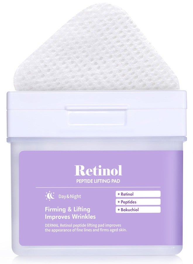 DERMAL Retinol Peptide Lifting Pad - Korean Toner Pad for Anti-Aging & Wrinkles with Bakuchiol - Vegan Pure Cotton Square Pads - High Capacity, 120 Sheets - Image 1